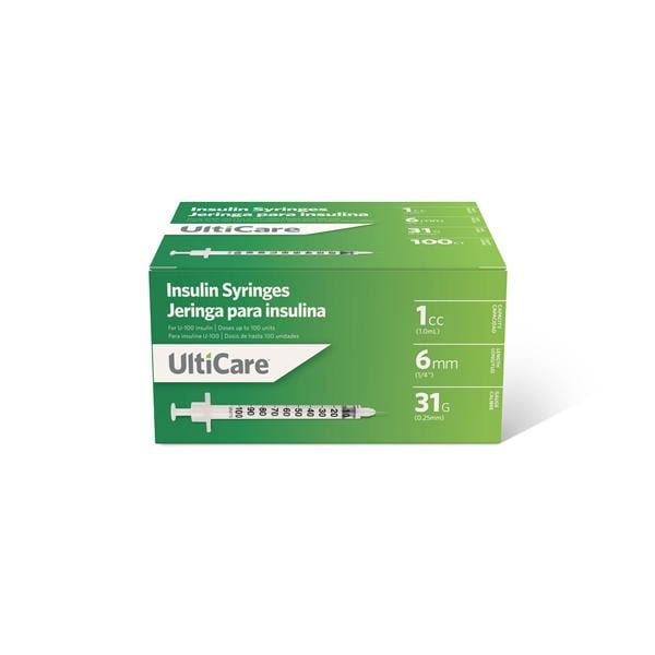 UltiCare Insulin Syringe/Needle 31gx1/4" 1mL _ Low Dead Space 500/Ca