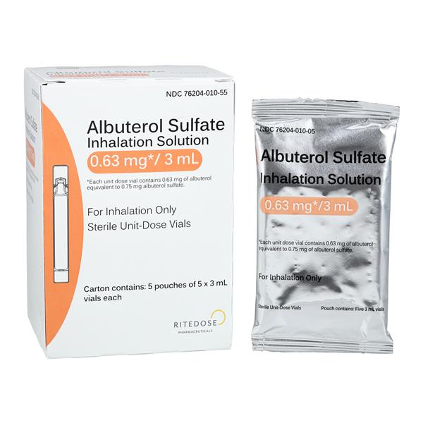 Albuterol Sulfate Inhalation Solution 0.63mg Inhaler 3mL 25/Package