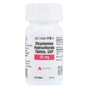 Dicyclomine HCl Tablets 20mg Bottle 100/Bottle Each