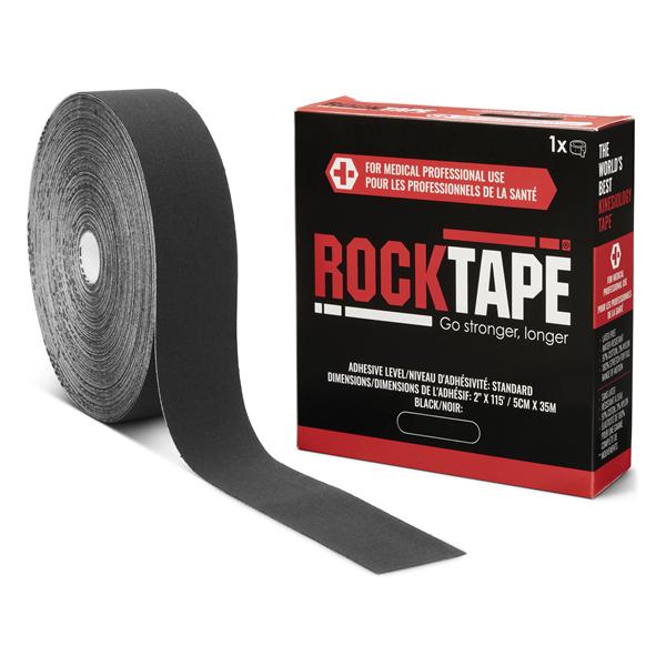 RockTape Kinesiology Tape 97% Cotton/3% Nylon 2"x115' Black Non-Sterile EA