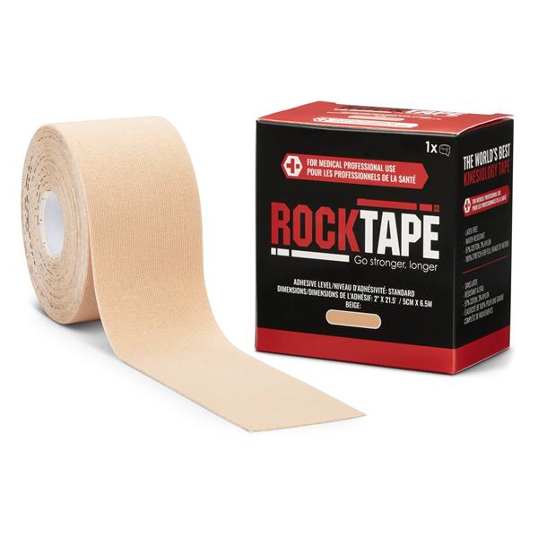 RockTape Kinesiology Tape 97% Cotton/3% Nylon 2"x21.5' Beige Non-Sterile EA