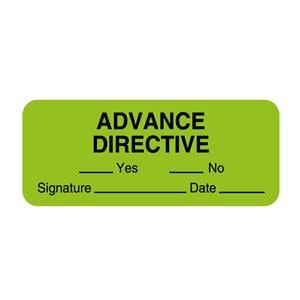 Infmtnl Label Adv Directive Yes_No_ Signtr Dt Flrscnt Grn Ppr 2.25x7/8 420/Rl