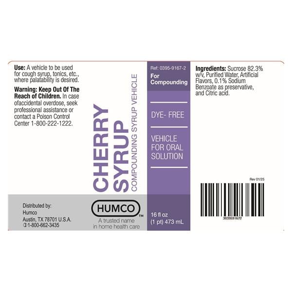 Flavoring Syrup Cherry Dye Free 16oz 16oz/Bt
