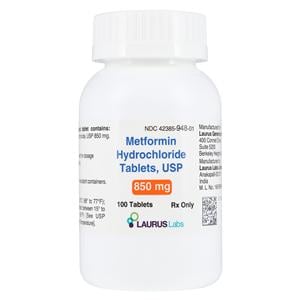 Metformin HCl Tablets 850mg Bottle 100/Bottle Each