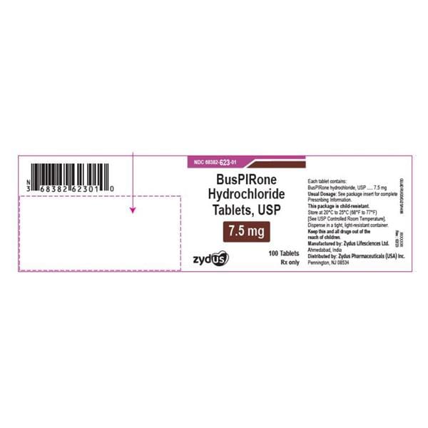 Buspirone HCl Tablets 7.5mg Bottle 100/Bottle Each