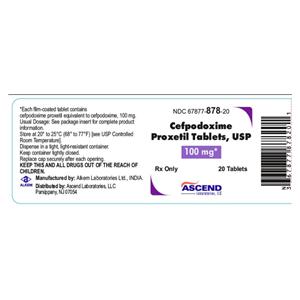 Cefpodoxime Proxetil Tablets 100mg Bottle 20/Bottle Each