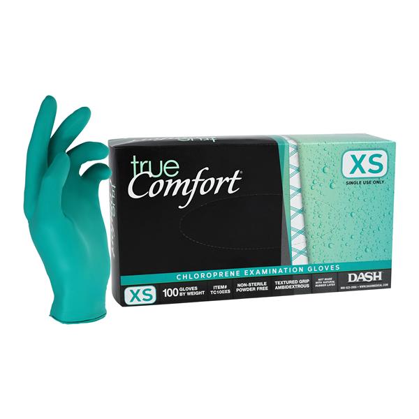 True Comfort Chloroprene Exam Gloves X-Small Green Non-Sterile