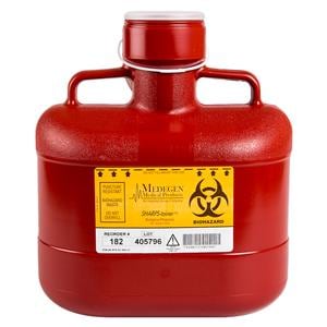 Sharps Container 6.2qt Red/Black 10x6x11" Vertical Entry Locking Cap PP EA, 12 EA/CA