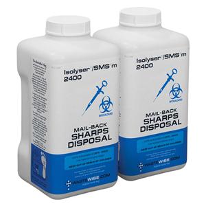 Isolyser/SMS m Sharps Mailer System 0.8gal Blu/Wht 5x5x9.5" Vert Drp Plstc 2/Pk