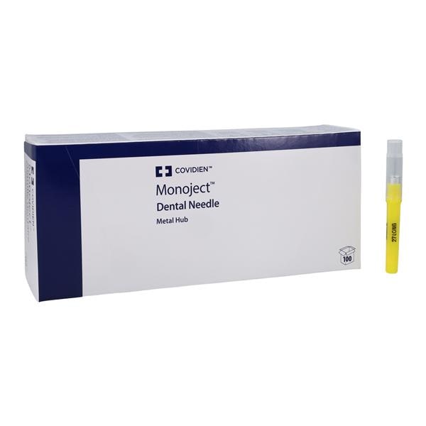 Monoject Needle Metal Hub 27 Gauge Long Yellow 100/Bx, 10 BX/CA