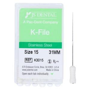 Hand K-File 31 mm Size 15 Stainless Steel White 0.02 6/Pk