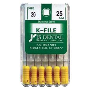K-File 25 mm Size 20 Stainless Steel Yellow 0.02 6/Pk