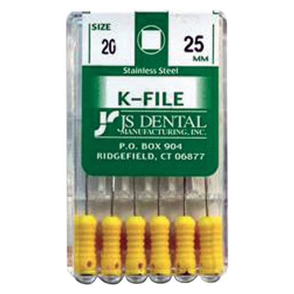 K-File 25 mm Size 20 Stainless Steel Yellow 0.02 6/Pk