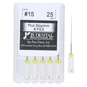 Hand K-File Plus 25 mm Size 15 Stainless Steel White 0.02 6/Bx
