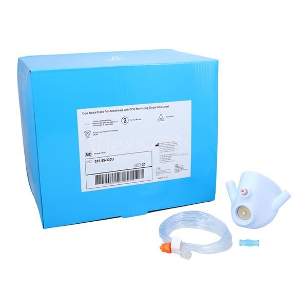 Dual Hood For Providing Oxygen/Sampling CO2 Disposable 20/Bx