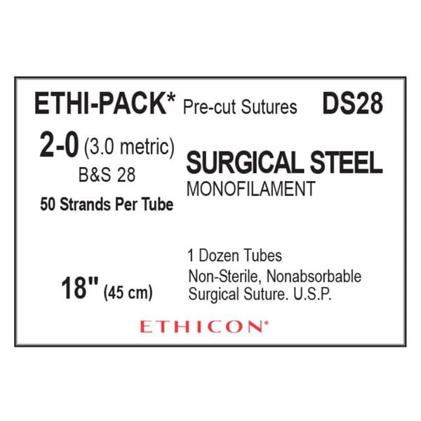 Ethi-Pack Suture 2-0 50x18" B&S 28 Monofilament Silver BXBX