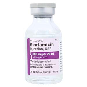 Gentamicin Sulfate Injection 40mg/mL Adult MDV 20mL Each