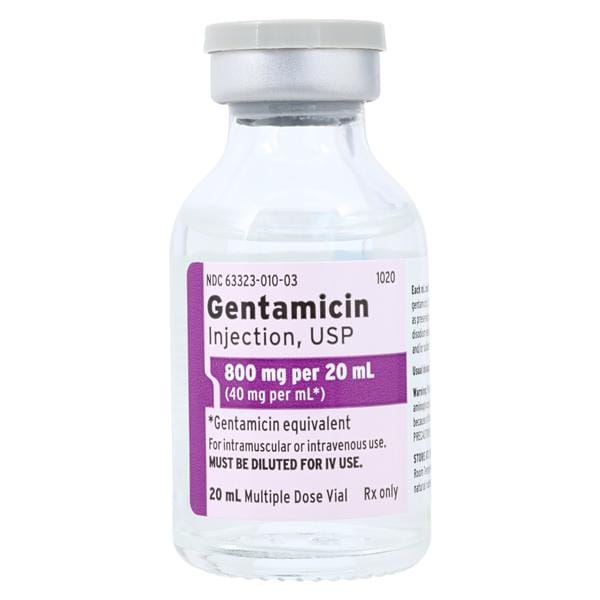 Gentamicin Sulfate Injection 40mg/mL Adult MDV 20mL Each