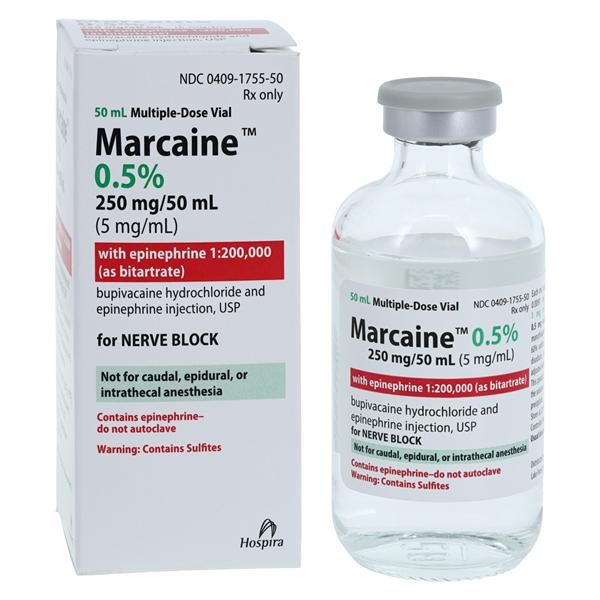 Marcaine w/Epinephrine Injection 0.5% 1:200,000 MDV 50mL Each
