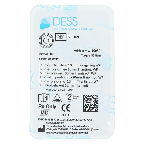 Abutment PreMilled Blank Titanium Engaging 5.5 Nobel Active Ea