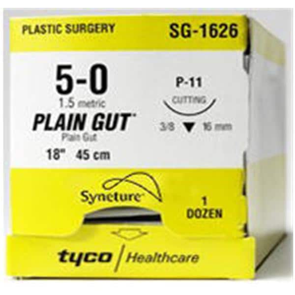 Surgigut Suture 5-0 18" Plain Gut Monofilament C-1 Undyed 36/Ca