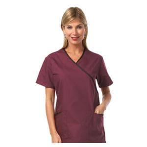 Fashion Seal Scrub Shirt XOvr Nck 3 Pkts StIn Slv 4X Large Brgndy Womens Ea