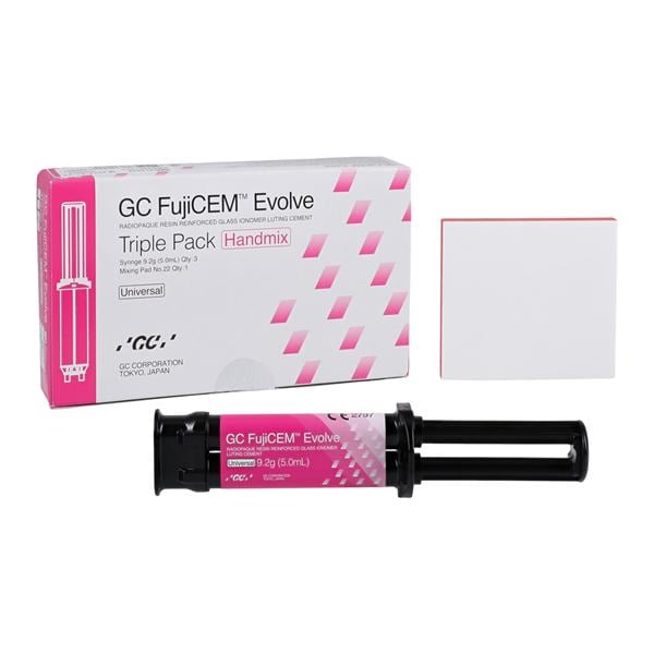 GC FujiCEM Evolve Resin Glass Ionomer Handmix Cement White Trpl Pk Rfl 3/Pk