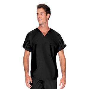 Scrub Shirt V-Neck 1 Pocket Short Sleeves X-Large Black Unisex Ea