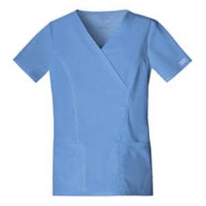 Cherokee Scrub Shirt Mck Wrp V Nck 4 Pkts Shrt Slvs 5X Large Ceil Bl Womens Ea