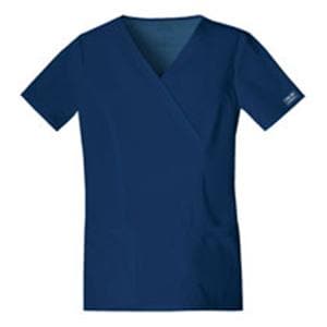 Cherokee Scrub Shirt Mock Wrap V-Neck 4 Pockets 2X Large Navy Womens Ea