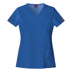 Dickies Scrub Shirt V-Neck 3 Pockets Short Sleeves 3X Large Royal Blue Womens Ea