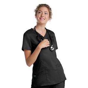Scrub Top V-Neck Tunic 3 Pockets X-Large Black Womens Ea