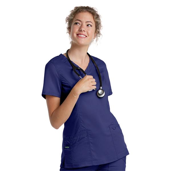 Scrub Top V-Neck Tunic 3 Pockets 2X Small True Navy Womens Ea