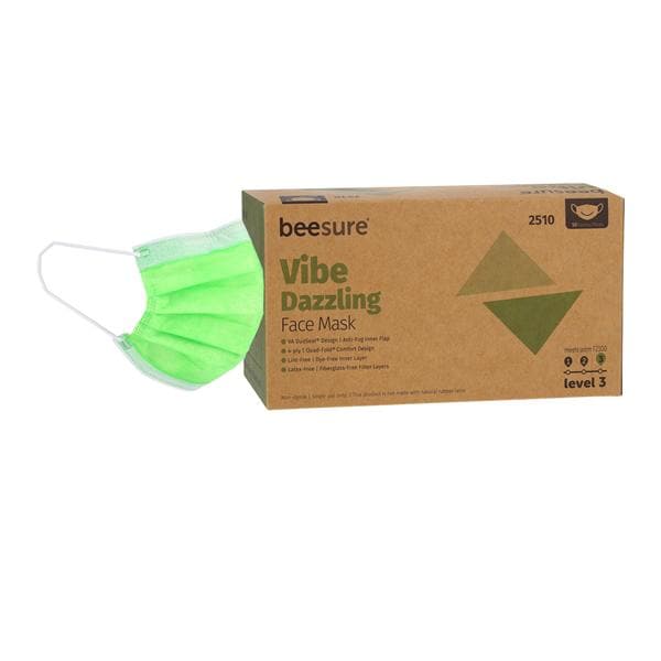 BeeSure Vibe Mask ASTM Level 3 Green 50/Bx