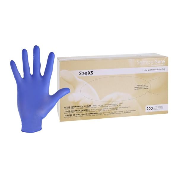 SemperSure Nitrile Exam Gloves X-Small Cobalt Blue Non-Sterile
