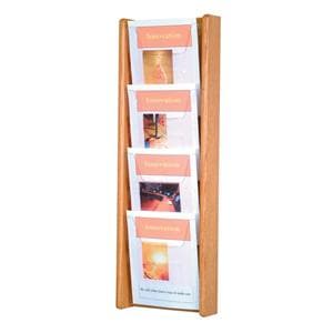 Stance Wall Magazine Display 4 Pockets Light Oak 33.5 in x 11 in x 3 in Ea
