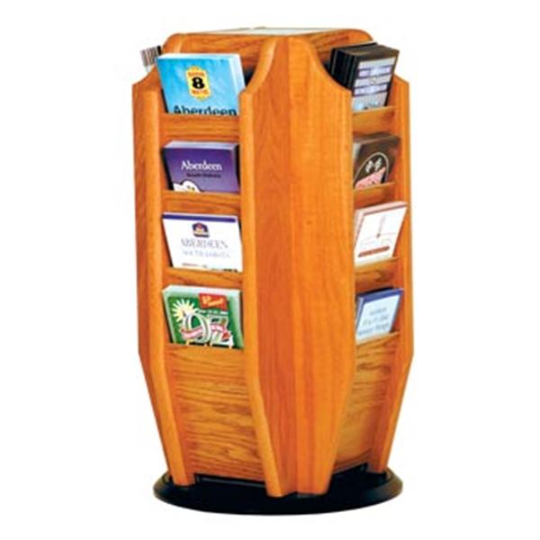 Counter Rotary Brochure Display 16 Pockets Medium Oak 12 in x 23 in x 12 in Ea