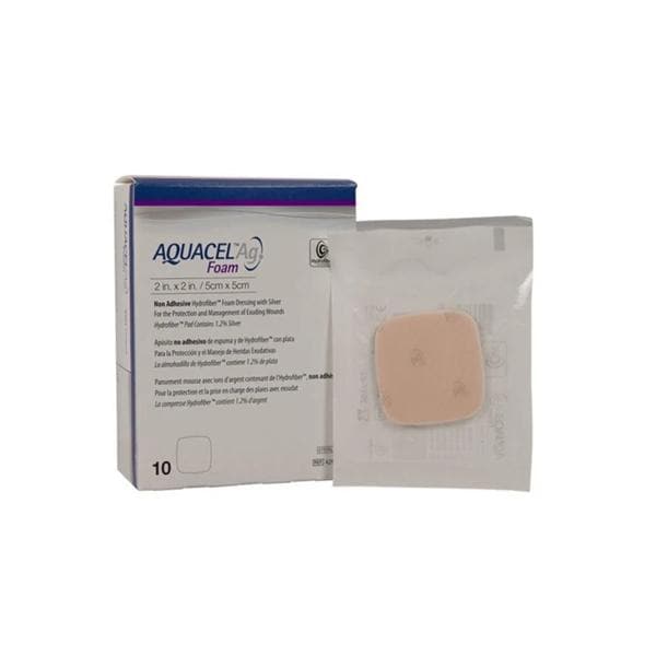 Aquacel Ag Hydrofiber Wound Dressing 2x2" Sterile Sq Inc Slvr 1.2 NAdh Abs LF
