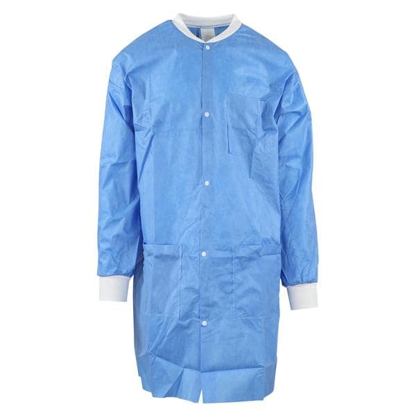 MedFlex Protective Lab Coat Sft Mtrl Lght-Wght&Cmfrtbl Small Blue 10/Pk