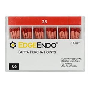 EdgeEndo Gutta Percha Points Size #25 Size #25 Red 60/Pk