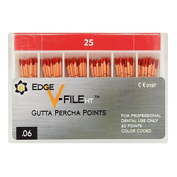 EdgeEndo Gutta Percha Points Size #25 Size #25 Red 60/Pk