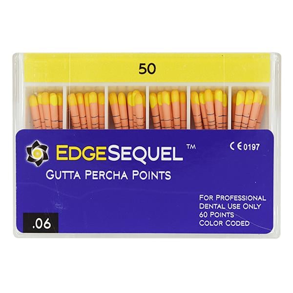 EdgeEndo Gutta Percha Points Size #50 Size #50 Yellow 60/Pk
