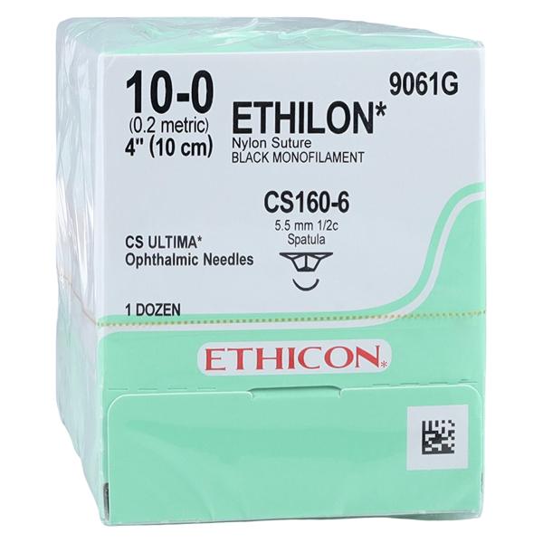 Ethilon Suture 10-0 4" Nylon Monofilament CS160-6 Black 12/Bx