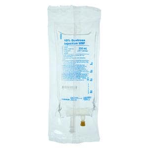 IV Injection Solution Dextrose 10%/Water 250mL Excel IV Bag Container Ea