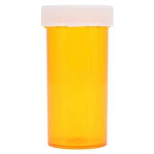 Medicine Vial Plastic 1-1/4" 13 Dram Amber Reusable 320/Ca