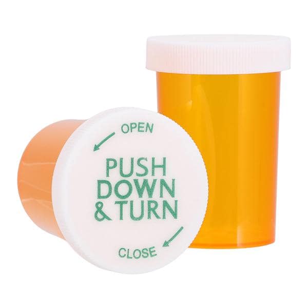 Medicine Vial Plastic 20 Dram Amber Reusable 360/Ca