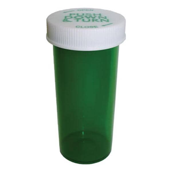 Medicine Vial Plastic 16 Dram Green Reusable 270/Ca