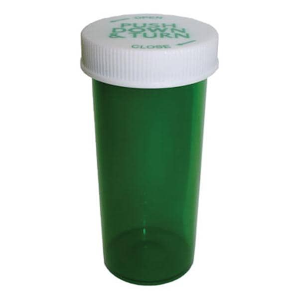 Medicine Vial Plastic 20 Dram Green Reusable 360/Ca