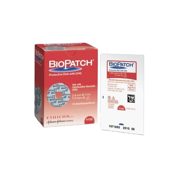 Bio-Patch Chlorhexidine Gluconate IV Dressing 1" Diameter Sterile Disk Hi Abs LF, 4 BX/CA