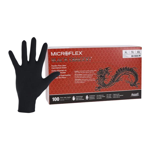 MICROFLEX Black Dragon Latex Exam Gloves X-Large Black Non-Sterile 100/Bx